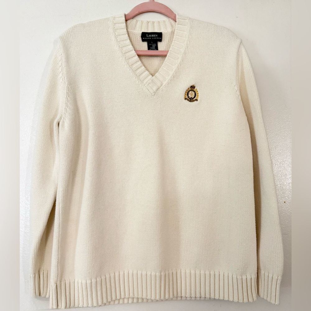 Ralph Lauren Cream V-Neck Sweater